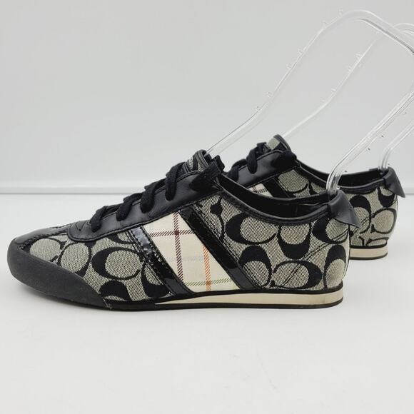 Coach Paxton 6.5M A1439 monogram logo black flats comfort Sneakers EUC - Picture 5 of 10
